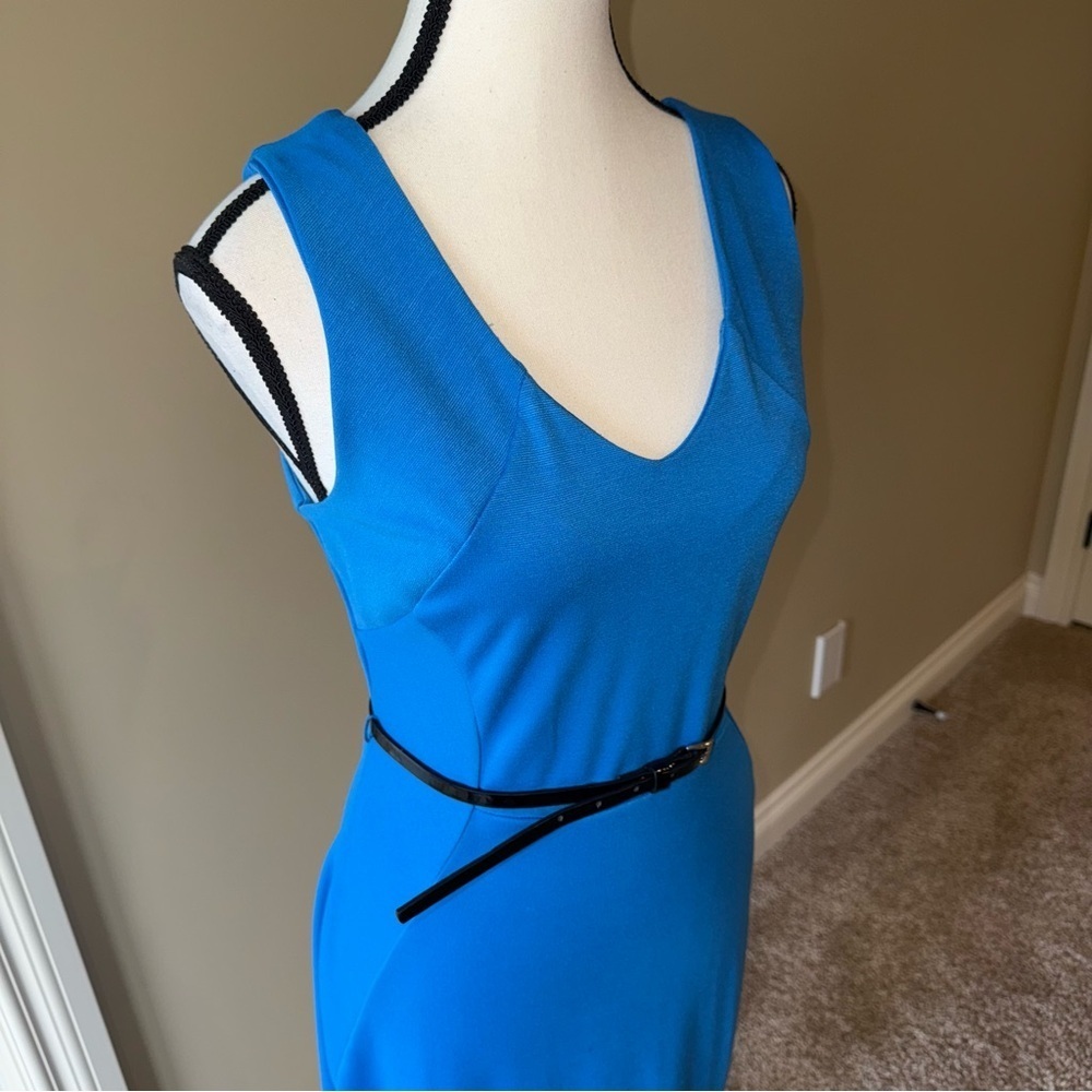 George Dress Blue Sheath Midi Office Cocktail Formal Women's Size M - Picture 2 of 10